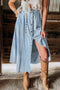 Fully Buttoned Long Denim Skirt